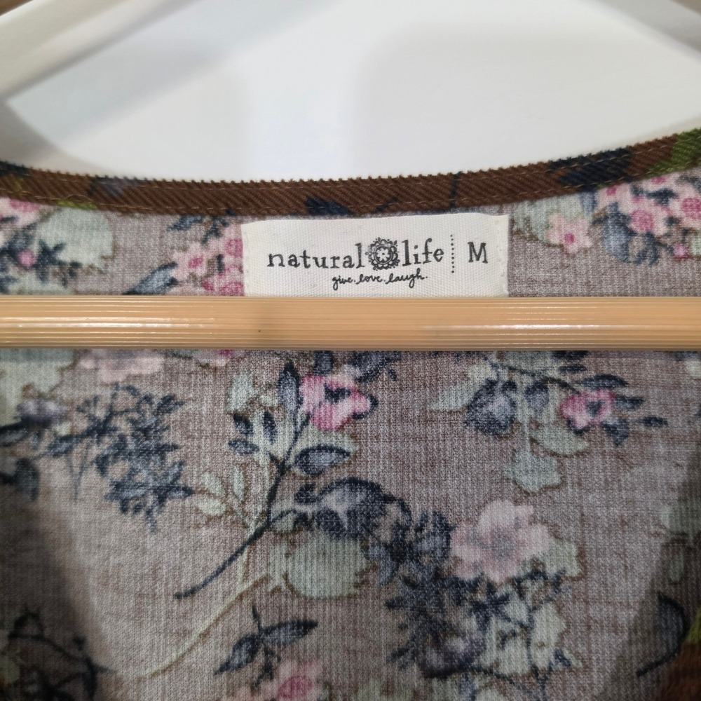 Natural Life Avery Corduroy Midi Dress Womens M Brown Floral Pockets fall - Picture 4 of 13